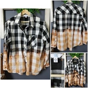 Hand-bleached Women's fit buffalo plaid shirt
